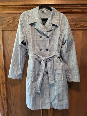 Blue Motion Plaid Double-Breasted Rain Coat with Matching Hat!